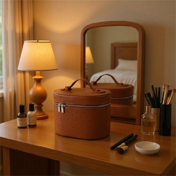 Leather Makeup Bag Portable Cosmetic Bag Handbag for Women Waterproof Makeup Pouch Portable Travel Toiletry Bag Gifts