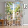 2pcs- Landscape Printed Curtains   Pole Bag Curtains   Christmas Decorations   Home Decorations   Room Decorations