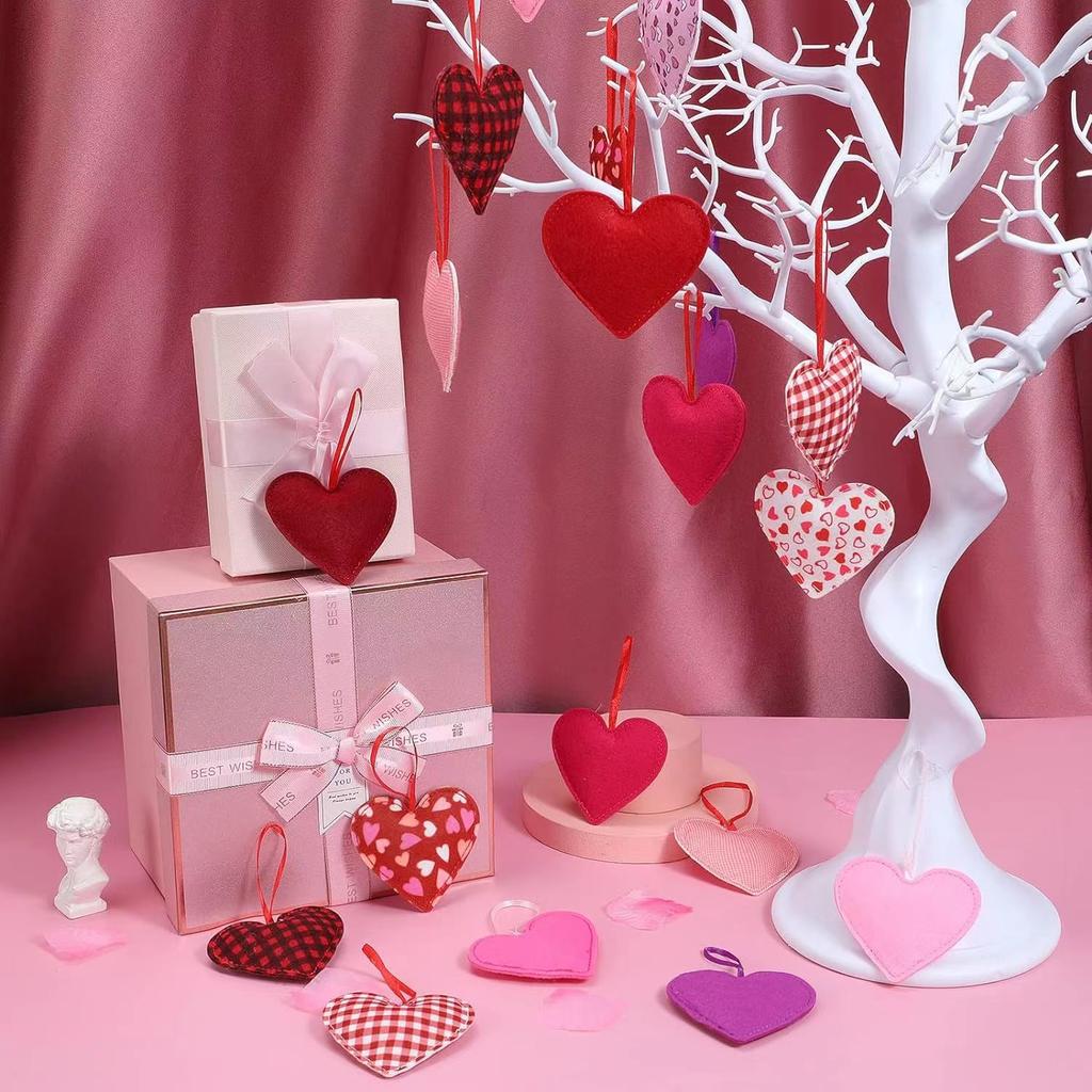 6pcs Classic Heart-Shaped Valentine'S Day Decorations, Love Themed Hanging Ornaments for Wedding, Home Decor, Window Display