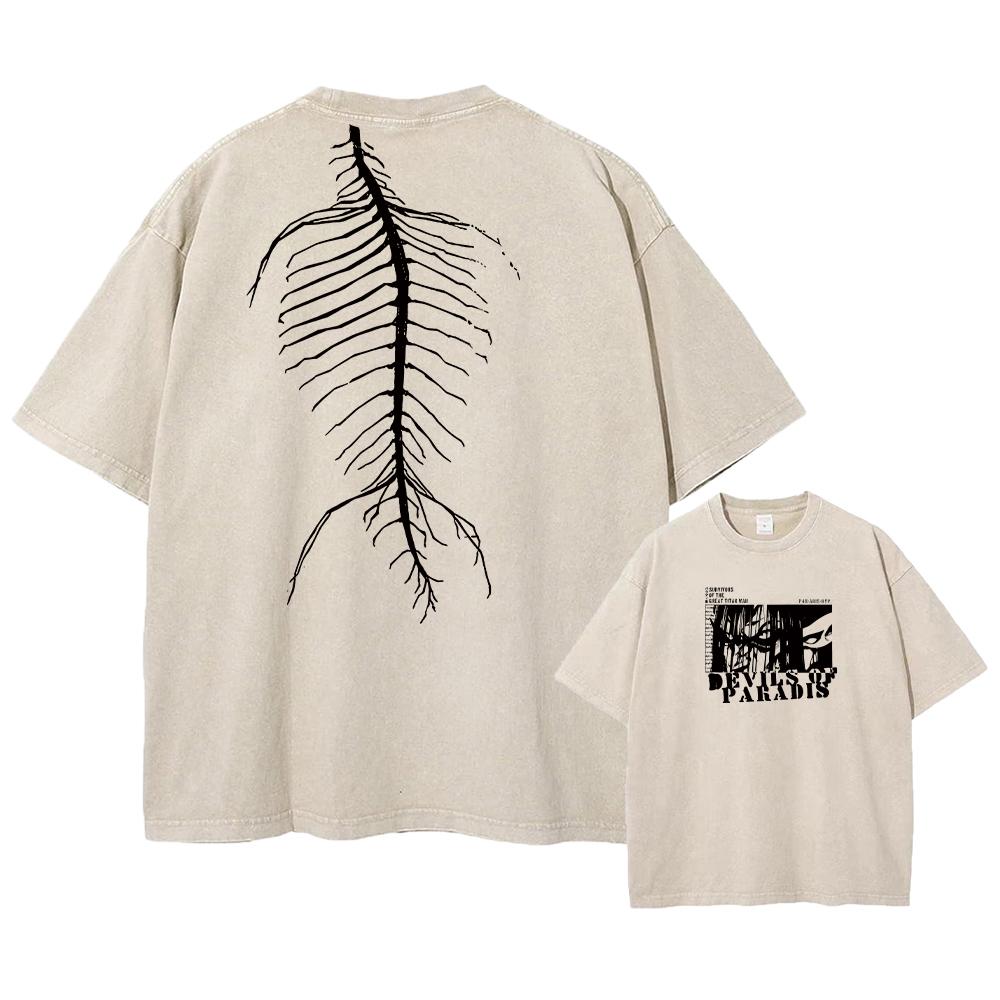 Anime Attack on Titan Syre T-skjorte Bomull Kort Ermet Trykt Streetwear Vintage Vasket T-skjorter Menn Harajuku Manga Grafisk