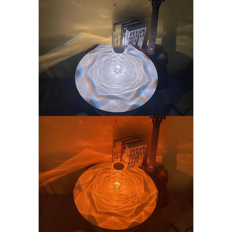 Crystal Diamond Table Lamp Touch Control Romantic Rose Ambient Light For Bedroom Living Room Decor