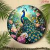 Metal Wall Art Peacock Retro Round 8x8 Inch for Living Room