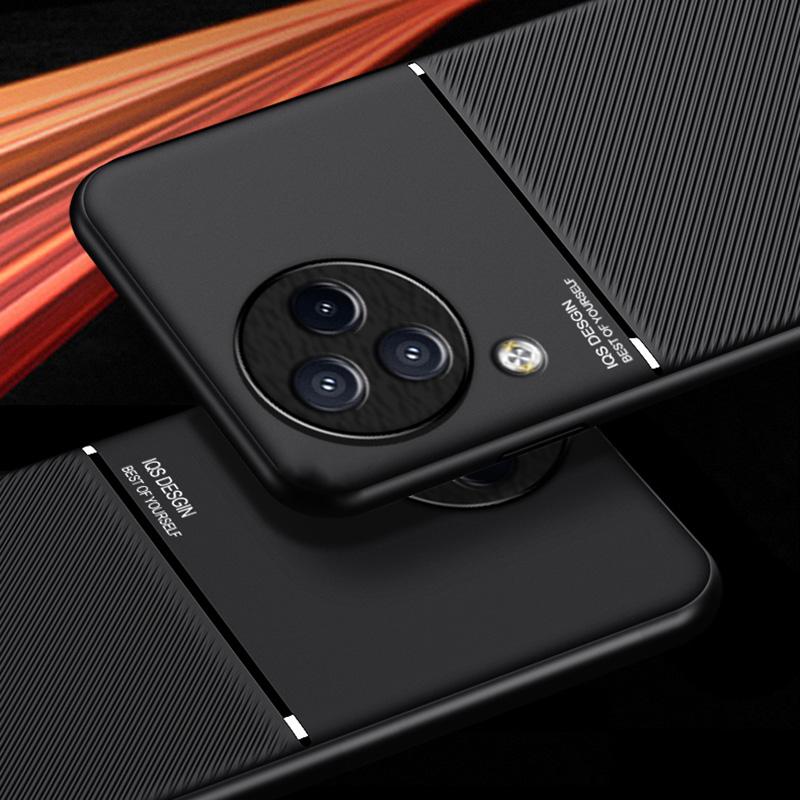 Lines Imprinted Phone Cover for Xiaomi Civi 3 5G,Leather+TPU Case with Built-in Magnetic Holder Metal Sheet