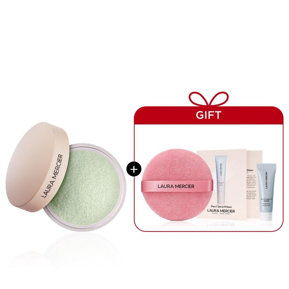 Translucent Loose Setting Powder Ultra Blur Mint 20g (+Pink Puff+Primer)