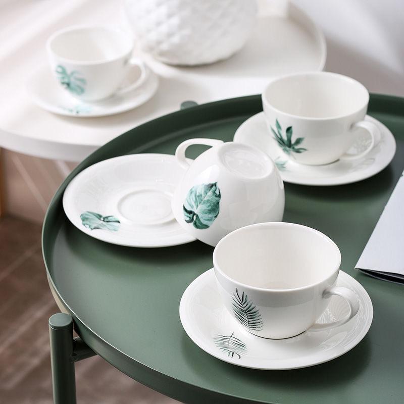 Simple Nordic Style Flower Coffee Cup and Plate Two-piece Set of Ceramic Cup Water Cup Afternoon Tea Milk Cup