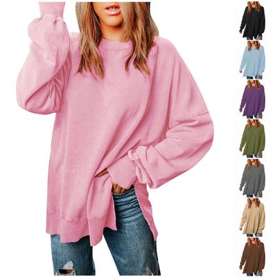 Women Casual Loose Loose Round Neck Drop Shoulder Long Sleeve Tops Shirts