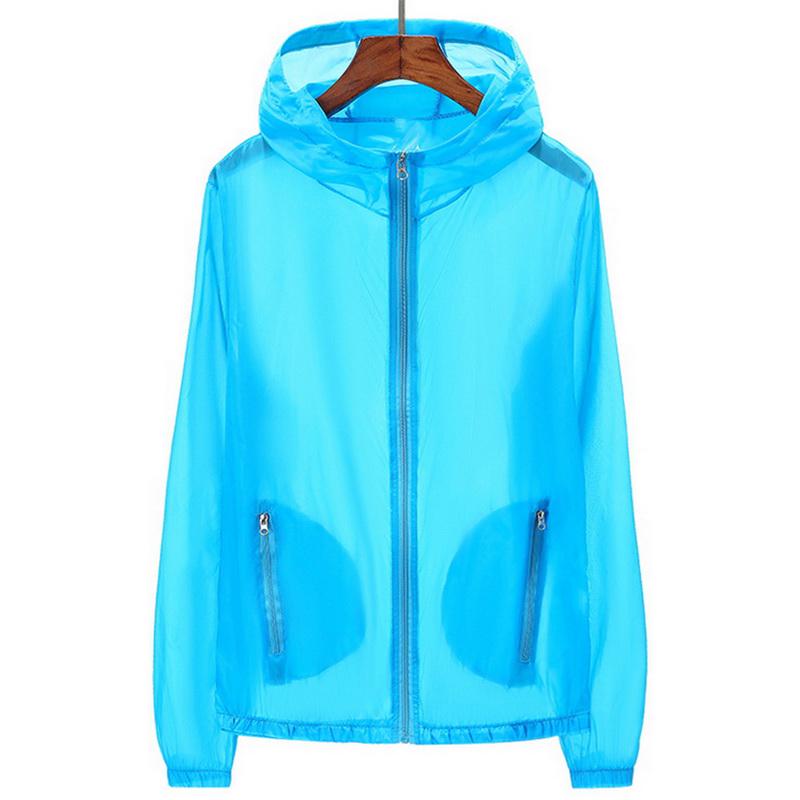 Buy Fashion Women Men Zip Up Solid Hooded Sun Protection Tops