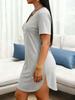 Plus Size Solid Color V-Neck Button Summer Dress for Europe & America