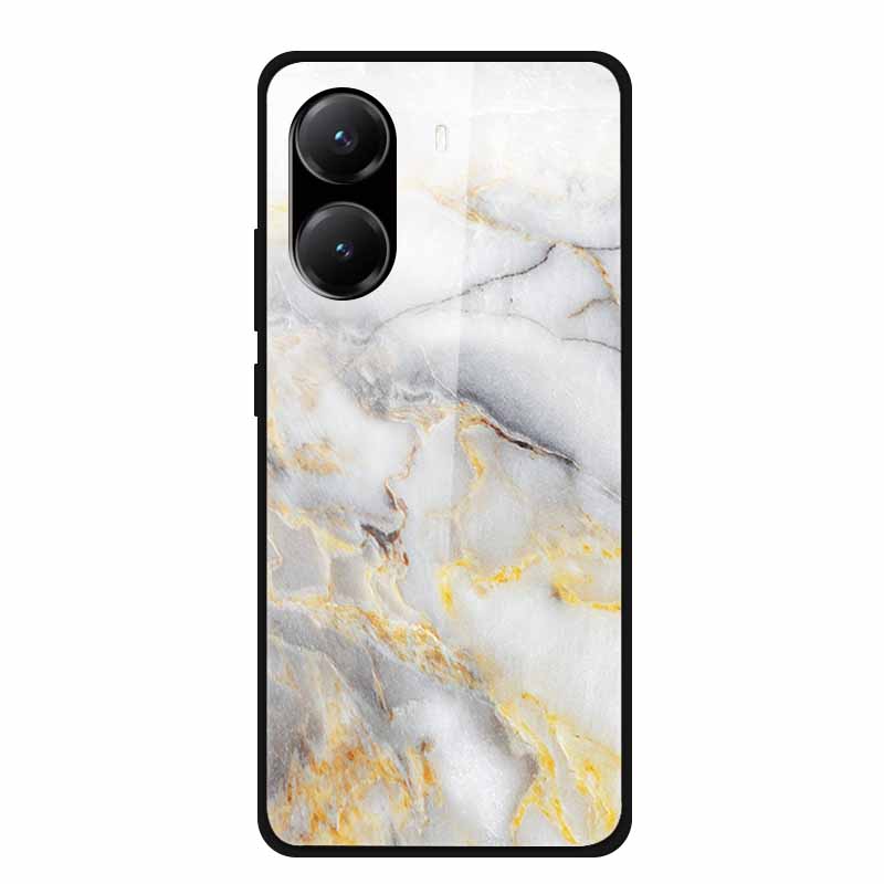 Tempered Glass Case For Poco X7 Pro Back Cover PC Hard Shockproof Cases for Xiaomi PocoX7 Pro Funda Marble Texture Fashion Coque
