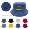 Solid Color Corduroy Bucket Hat Autumn Winter Customized Your Text Panama Hats Personalized Design Embroidery Sun Fisherman Cap