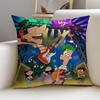 Creative PPhineas and FerbS Cushion Cover Breathable and skinfriendly linen pillowcase square removable and washable cushion