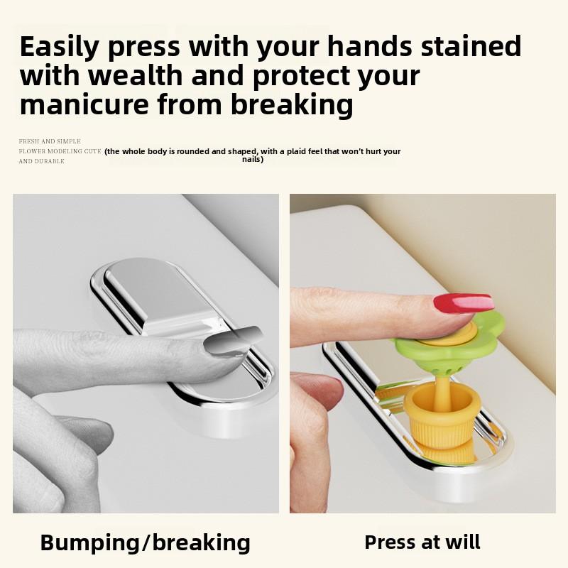 Dopamine Rich Flowers Toilet Presser Long Nails Manicure Special Creative Toilet Tank Flush Aid Push Button