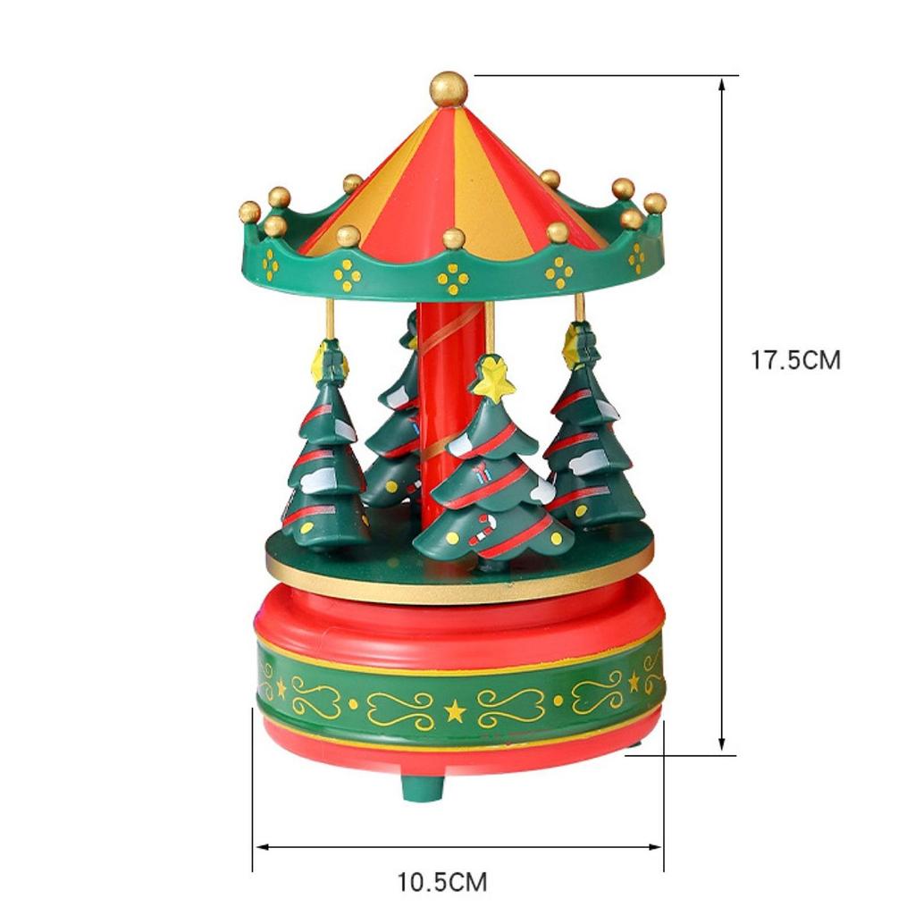 Christmas Carousel Music Box Decoration Multipurpose for Mom Grandmother Gift Lightweight 10.5x17.5cm Xmas Tree Design