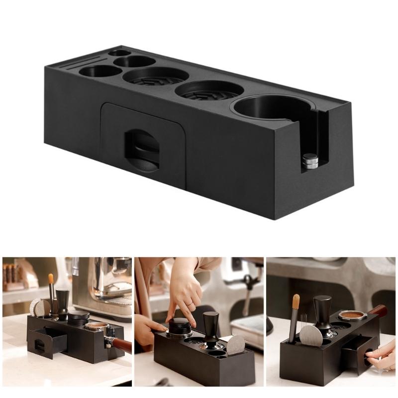 ABS Coffee Portafilter Rack Distributor Holder Convenient Espresso Tamper Mat Stand with Drawer Coffee Accessories