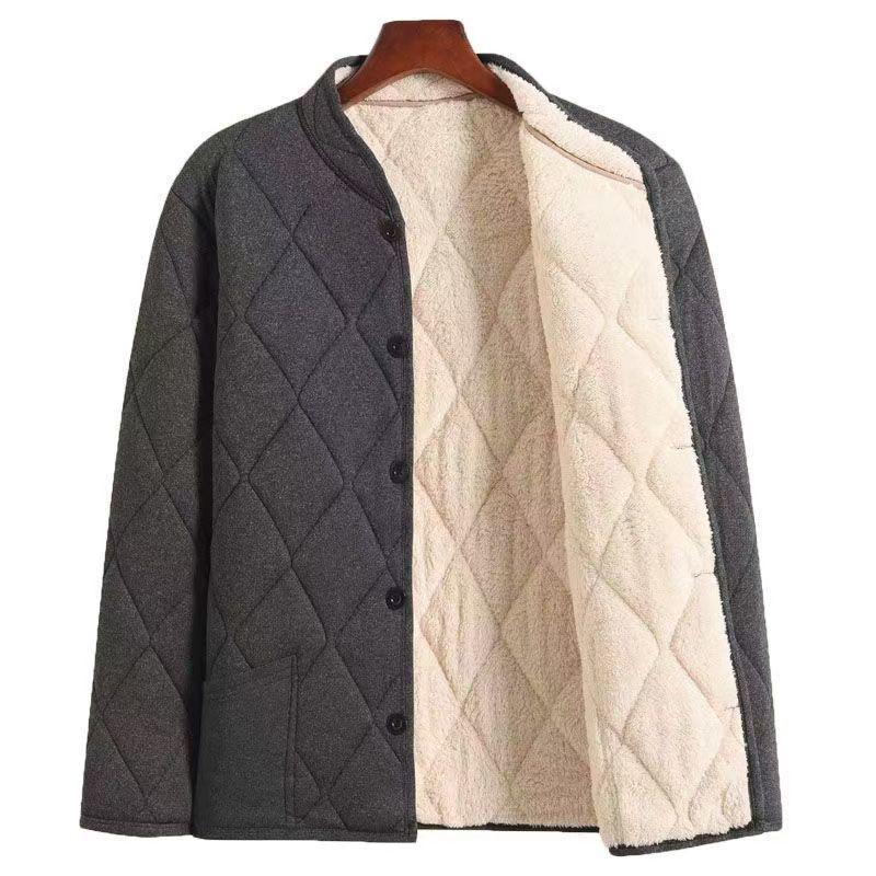 Men's Thickened Fleece-Lined Winter Jacket for Middle-Aged & Elderly: Warm Cotton Padded Coat