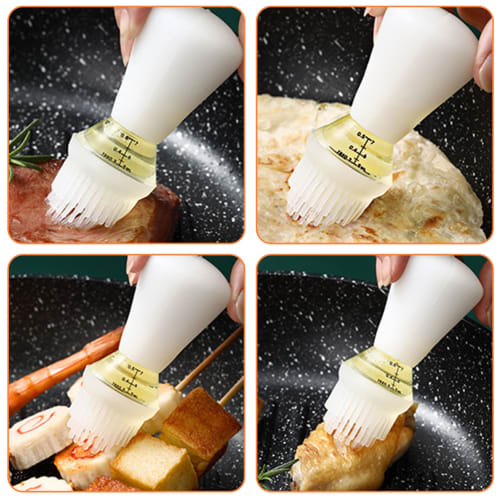 GIZMAC 2-in-1 Glass Oil Bottle, Soy Sauce Bottle, Vinegar Bottle, Oil Dispenser, Silicone Brush Head, Graduated Oil Pot, 135ml/150ml, Transparent, Dus