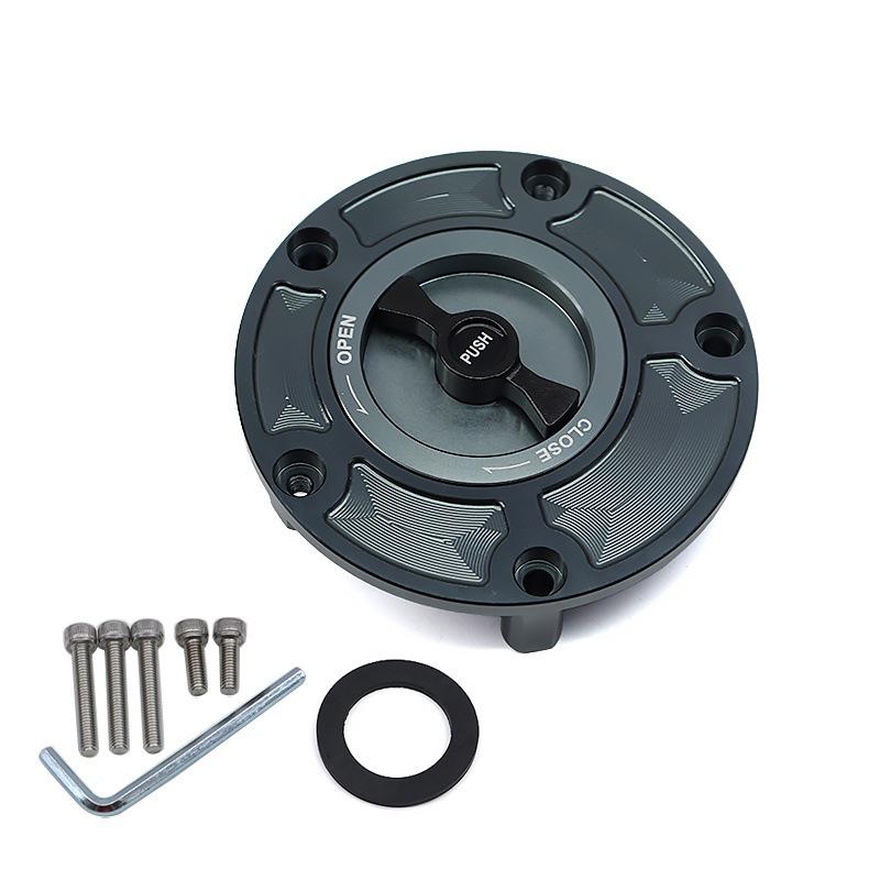 SH-L6005: Quick-release aluminum alloy fuel tank cap for motorcycle modifications.
