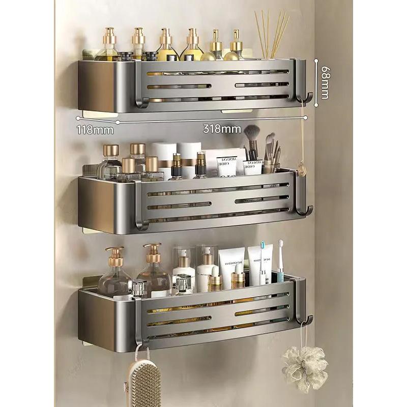 Punch-Free Bathroom Shelf Wall Mounted Shampoo Makeup Storage Holder Kitchen Toilet Square Self Adhesive No Drill Shower Shelves