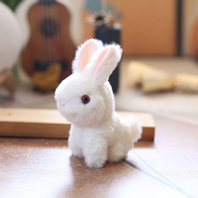 White Cute Cartoon Rabbit Plush Keychain Short Bag Decoration Kids Gift Doll
