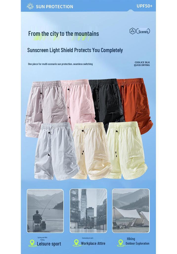 Unisex Quick-Dry Lightweight Ice Silk Cargo Shorts