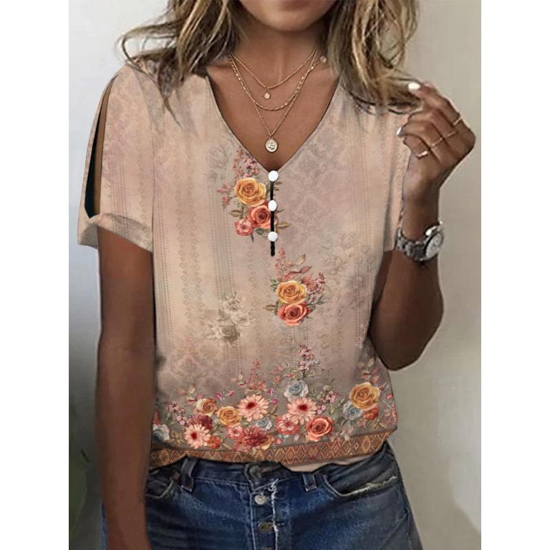 BITCED Women's Fashion Casual Short Sleeve V Neck Blouses & Shirts