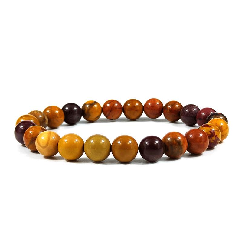 8mm Unisex Elastic Bracelet with Tiger Eye & Volcanic Stone