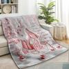 [1pc Cozy Christmas Blanket] Cozy Christmas Pink Gingerbread House Throw Blanket - 1pc Reversible Super Soft Flannel Fleece, Car