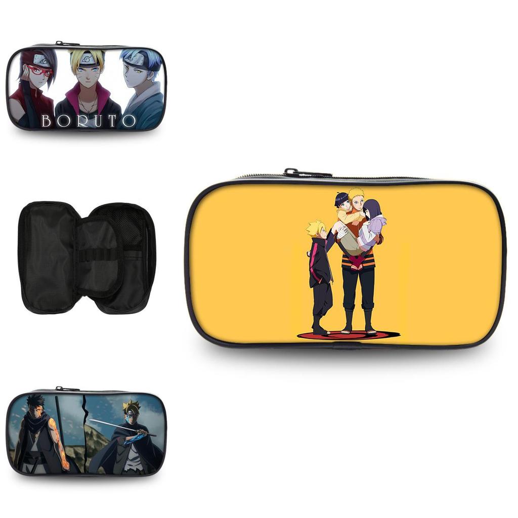 Naruto Boruto Anime Pencil Case Large Capacity Nylon Stationery Organizer For Teens And Students