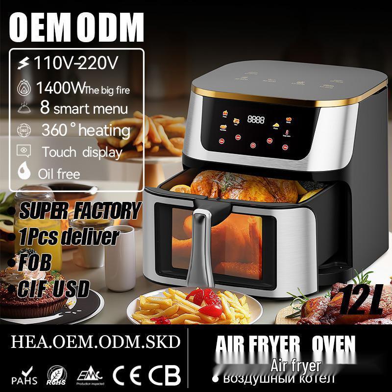 

Аэрофритюрница большой емкости 12 л с видимым окном для картофеля фри и жареной курицы EU Plug