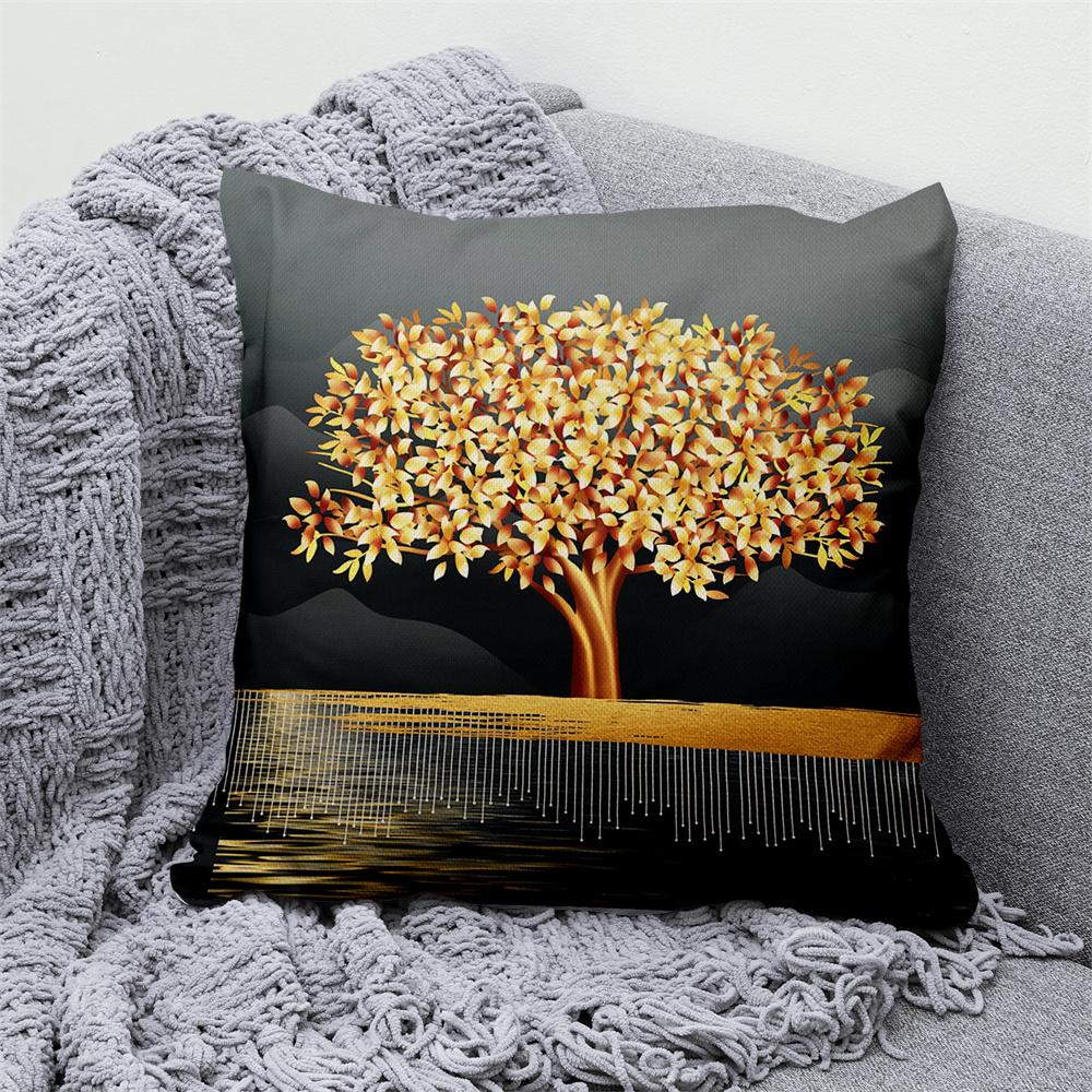 

Золотисто-зеленая наволочка с принтом, автомобильный диван, домашний декор, современный декоративный чехол для подушки с листьями гинкго 40x40cm