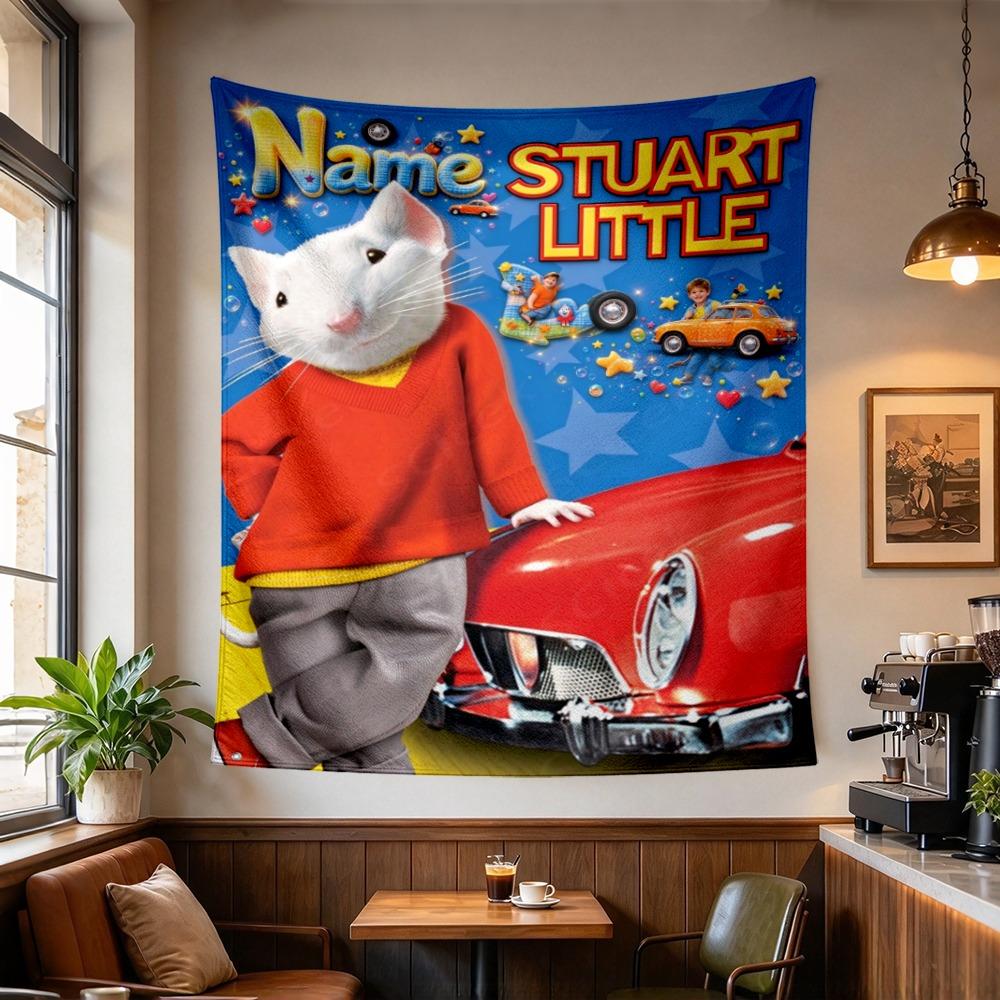 Custom Name Stuart Little Tapestry Wall Hanging for Bedroom, Living Room & Dorm Decor, Modern Home Wall Art