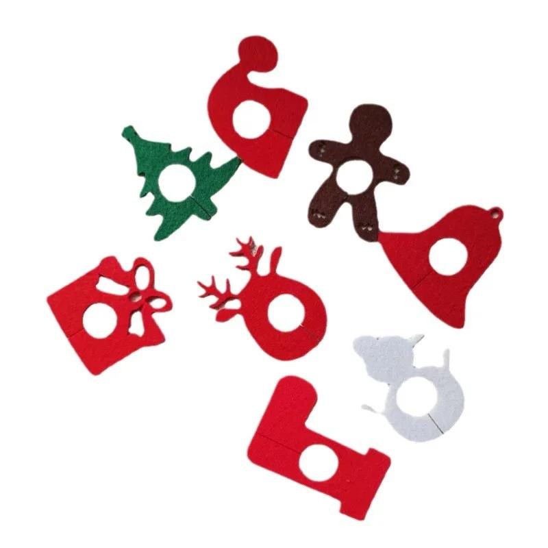 Christmas Wine Glass Decorations Goblet Pendant Accessories Elk Christmas Tree Snowman Gingerbread Man Christmas Hat 1pc