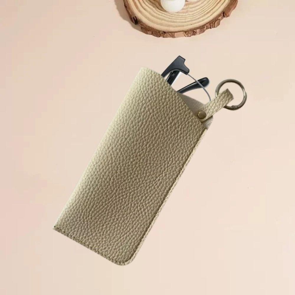 With Keyring Sunglasses Pouch PU Leather SunGlasses Holder Hanging Sunglasses  Eyewear Accessories