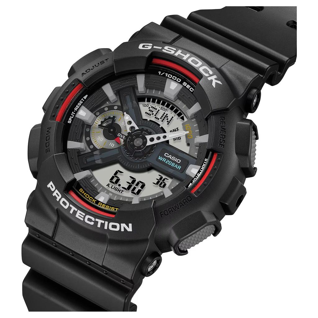 Casio LCD/Analog Dual Display Series Waterproof 200 M Quartz Movement Resin Strap Unisex Watches Gray GA-110RL-1APR