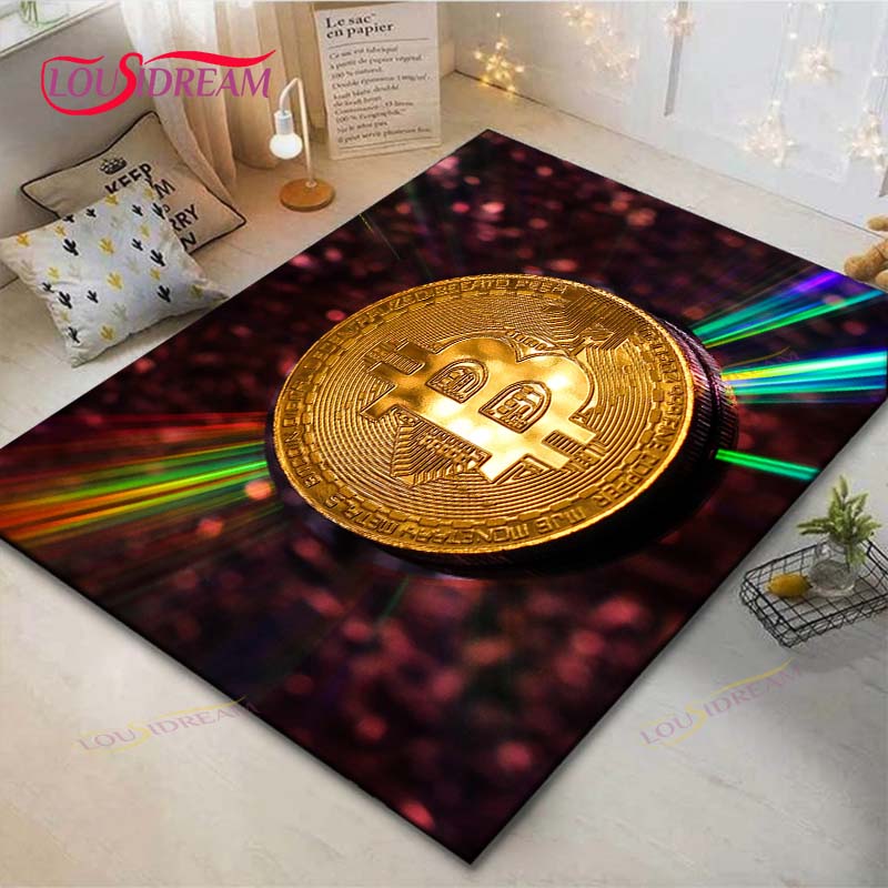 Hot Exquisite 3D Bitcoin BCT Printed Carpet Outdoor Rug Area Rug Non-slip Carpet Bedroom Decor Carpet for Room Gift