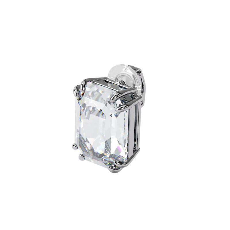 Swarovski Mesmera octagonal cut crystal clip-on single 925 silver ear clip for women white 5600860 серебряный