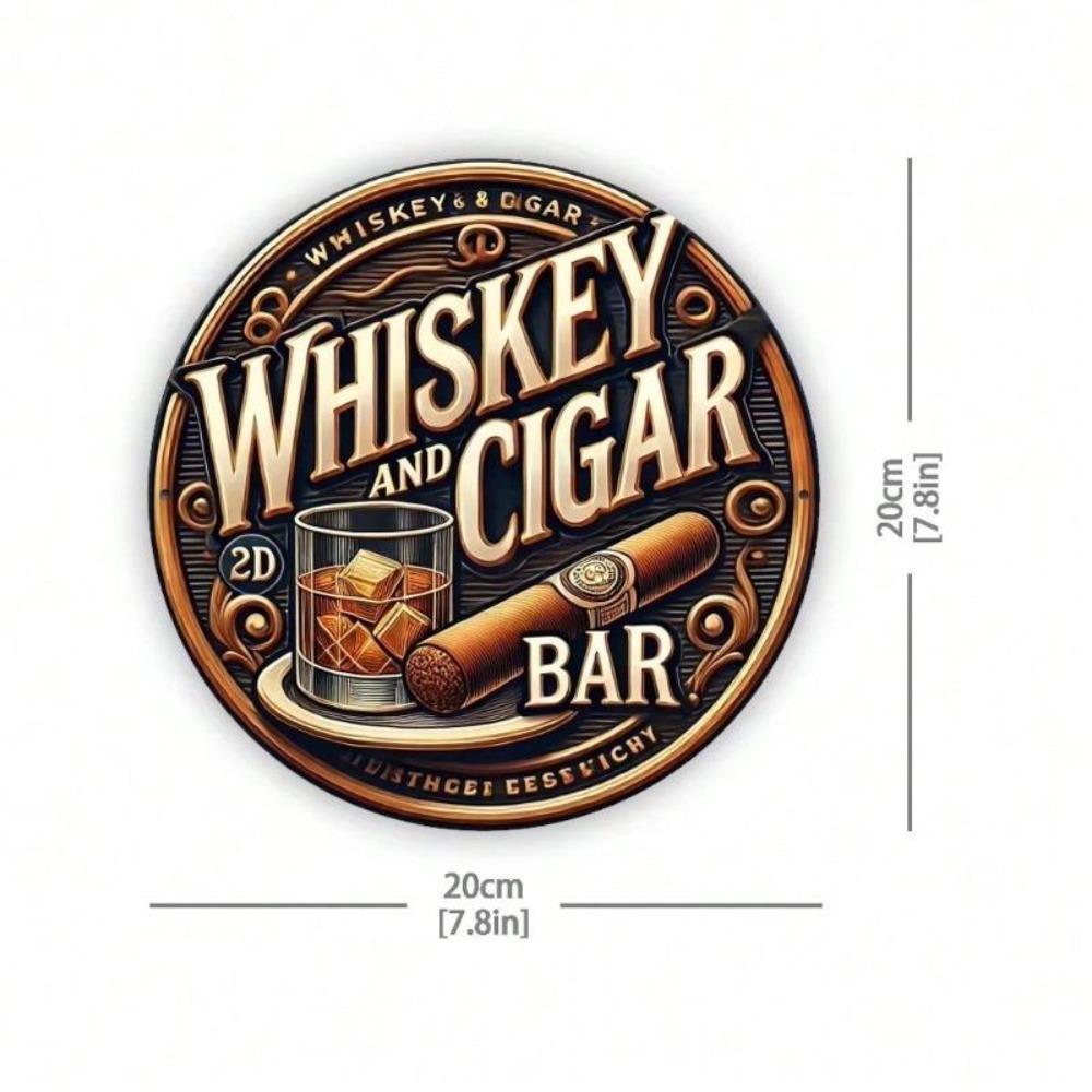 Vintage Whiskey Tin Sign Bar Cave Decor Aluminum Wall Art 8x8 Inch