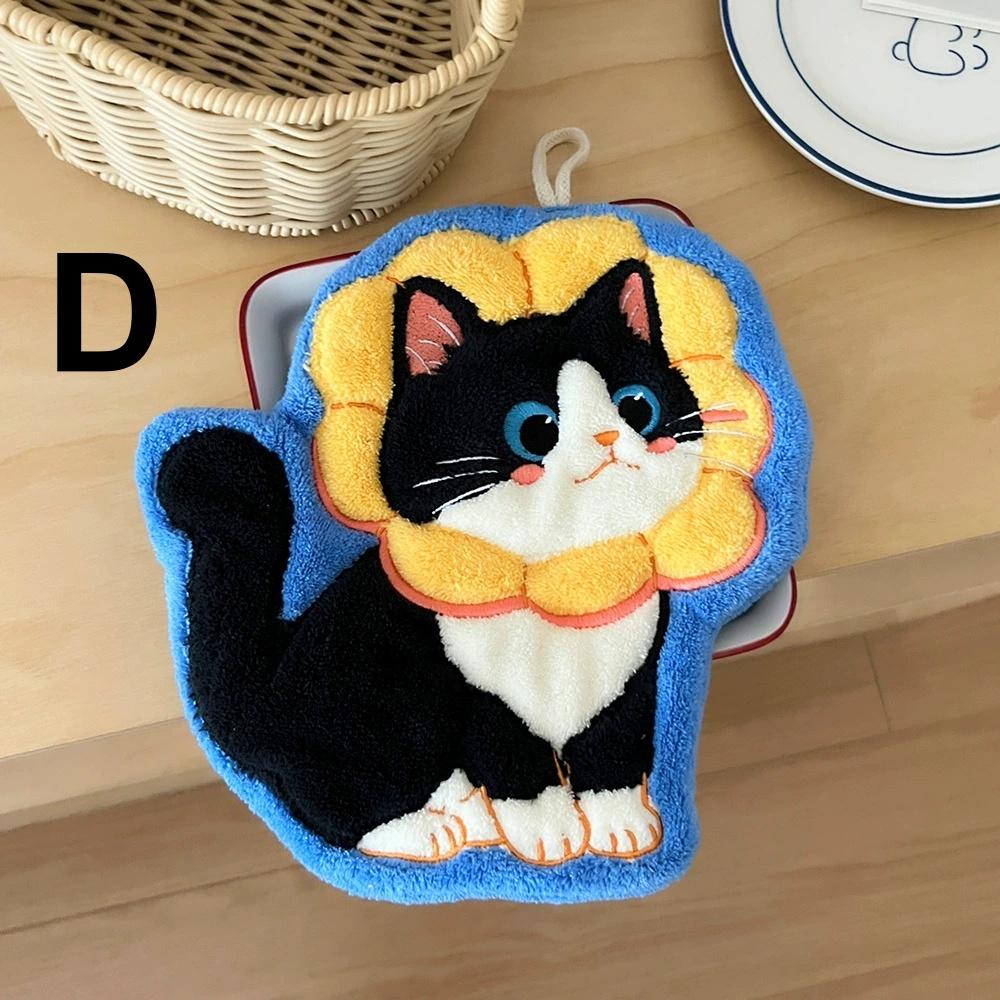 Cat Hand Towels, Bathroom Towels with Hanging Loop, Hand Towel Animals, Microfiber Coral Fleece Absorbent Hand Towel