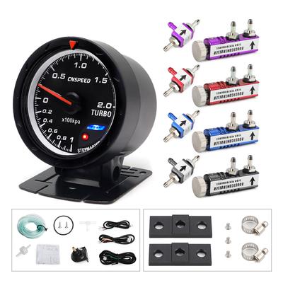 CNSPEED 60MM Car Turbo Boost Gauge + Adjustable Turbo Boost Controller Kit 1-30 PSI IN-CABIN Car Gauge Car Meter