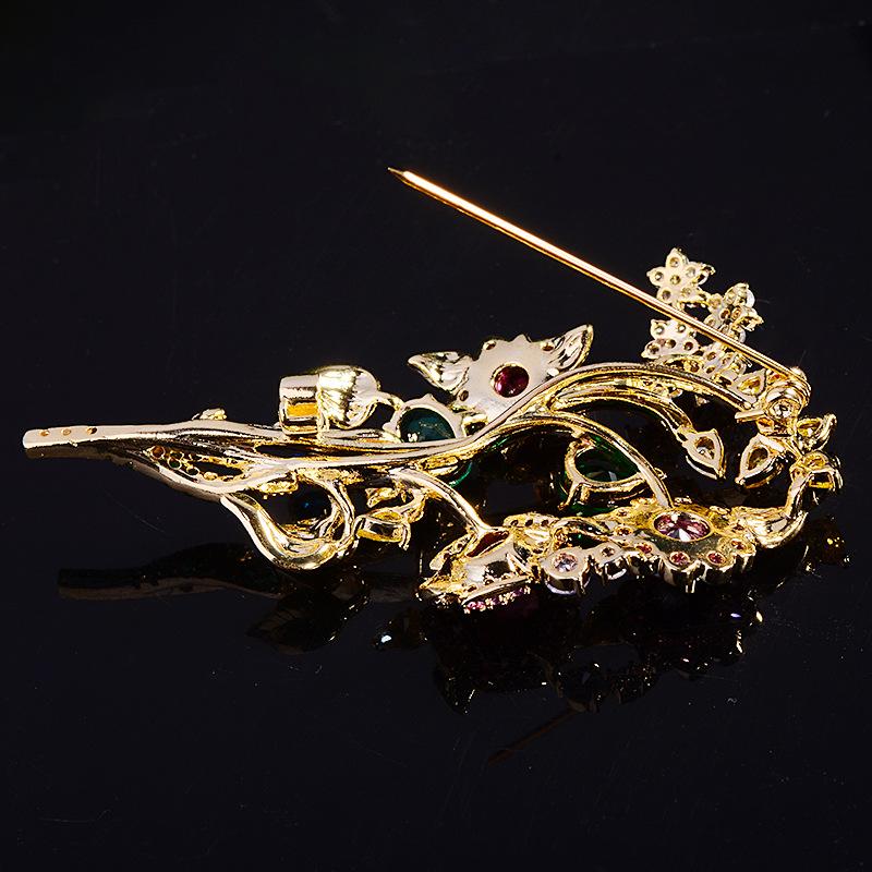 Autumn Women's Design Luxury Brooch Clothing Jewelry Colorful Flower Brooch Copper Micro Inlaid Zircon Creative Pin Gift