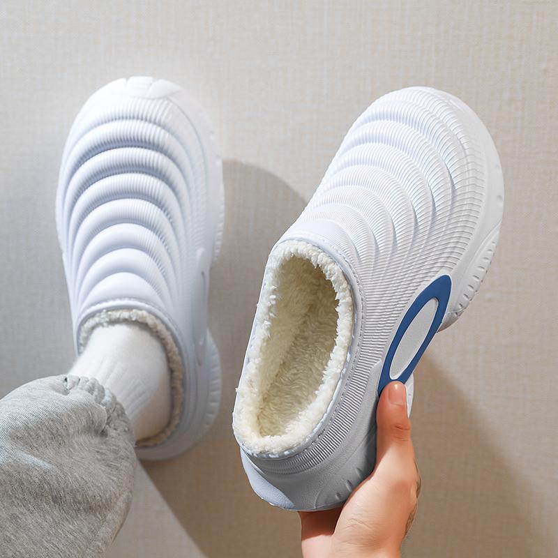 Zapatillas Cálidas de Invierno para Hombre Zapatillas de Algodón Tacones Envolventes Exterior Interior Zapatos Cálidos para Hombre Hogar Dormitorio Zapatillas Cálidas de Felpa 38-45