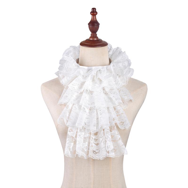 Elegant Lace Jabot Collar Detachable Hollow Design Wrist Cuffs Victorian Style Cosplay Accessory For Women Party Costume