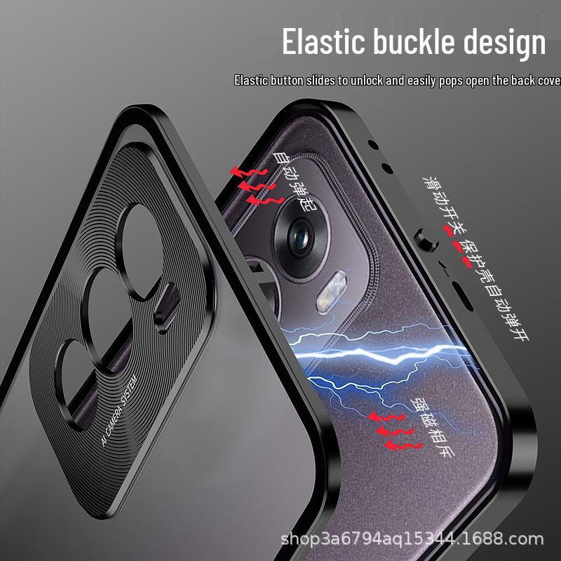

OPPO Reno12Pro Overseas Edition Magnetic Anti-Drop Metal Phone Case Snap-button Metal Case [Deep Space Black]