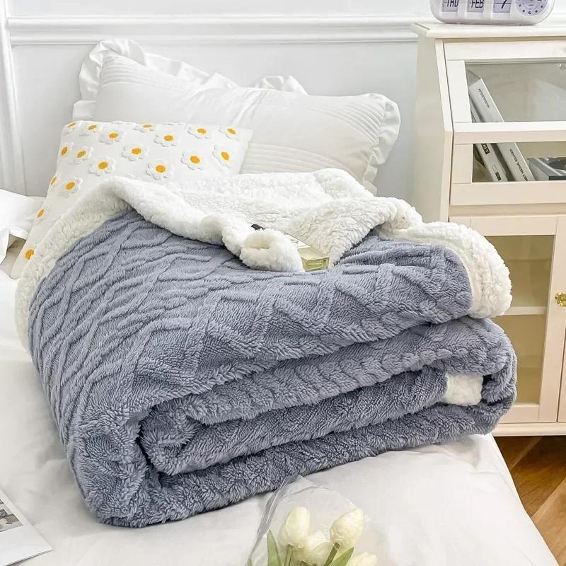 Plaid-Bettdecke für Kinder und Erwachsene, warme Winterdecken und Überwürfe, dicke Woll-Fleece-Überwurf, Sofa-Bettdecke, Bettdecke, weiche Tagesdecke