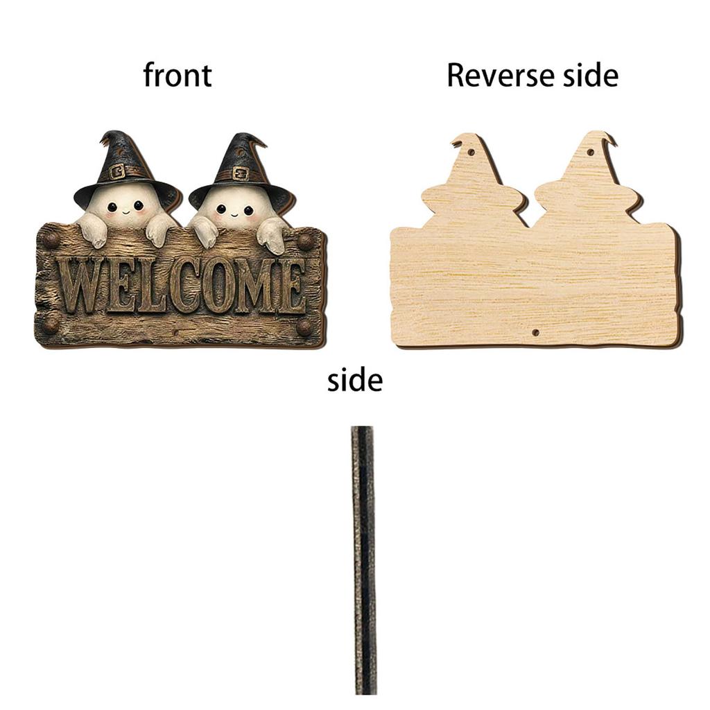 Halloween Wooden Porch Hanging Decorations for Outdoor Home Entryway Wall Decor