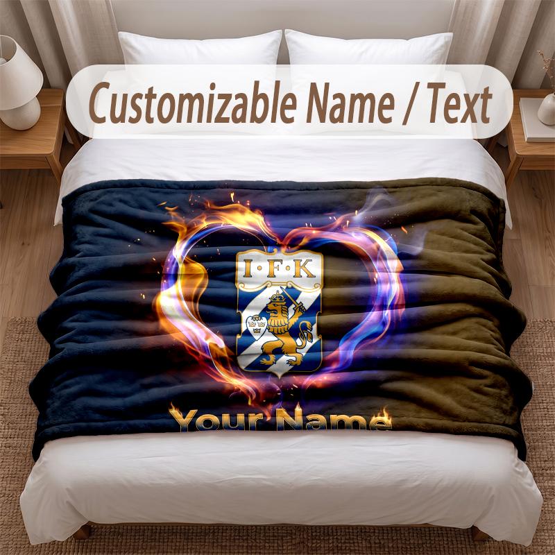 ifk göteborg Printed Flannel Blanket Custom Name Text Soft Warm Throw For Bedroom Holiday Gift