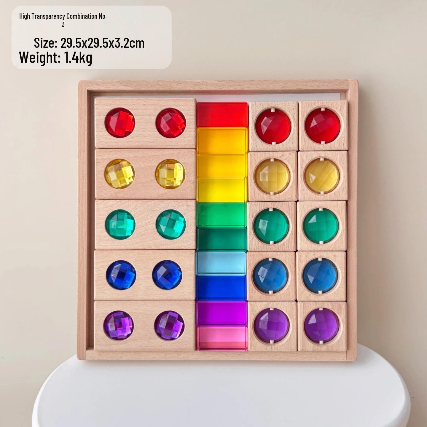 Rainbow Gemstone Cube Set: Acrylic Translucent Sensory Educational Building Blocks for Kids