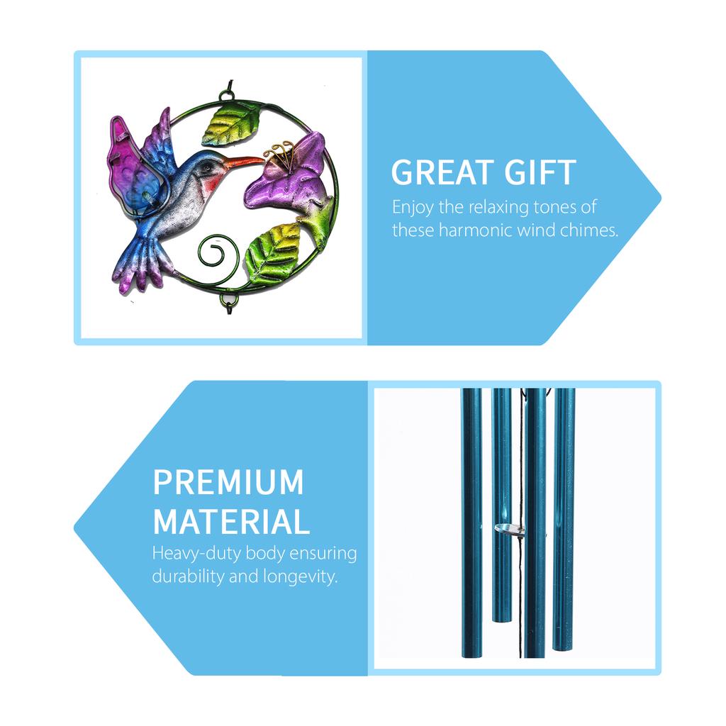 Glass Wind Chime Bird Shaped Hanging Ornament Multi-Tube Wind Chimes Thanksgiving Day Home Outdoor Garden Balcony Backyard Church Festival Hanging Ch