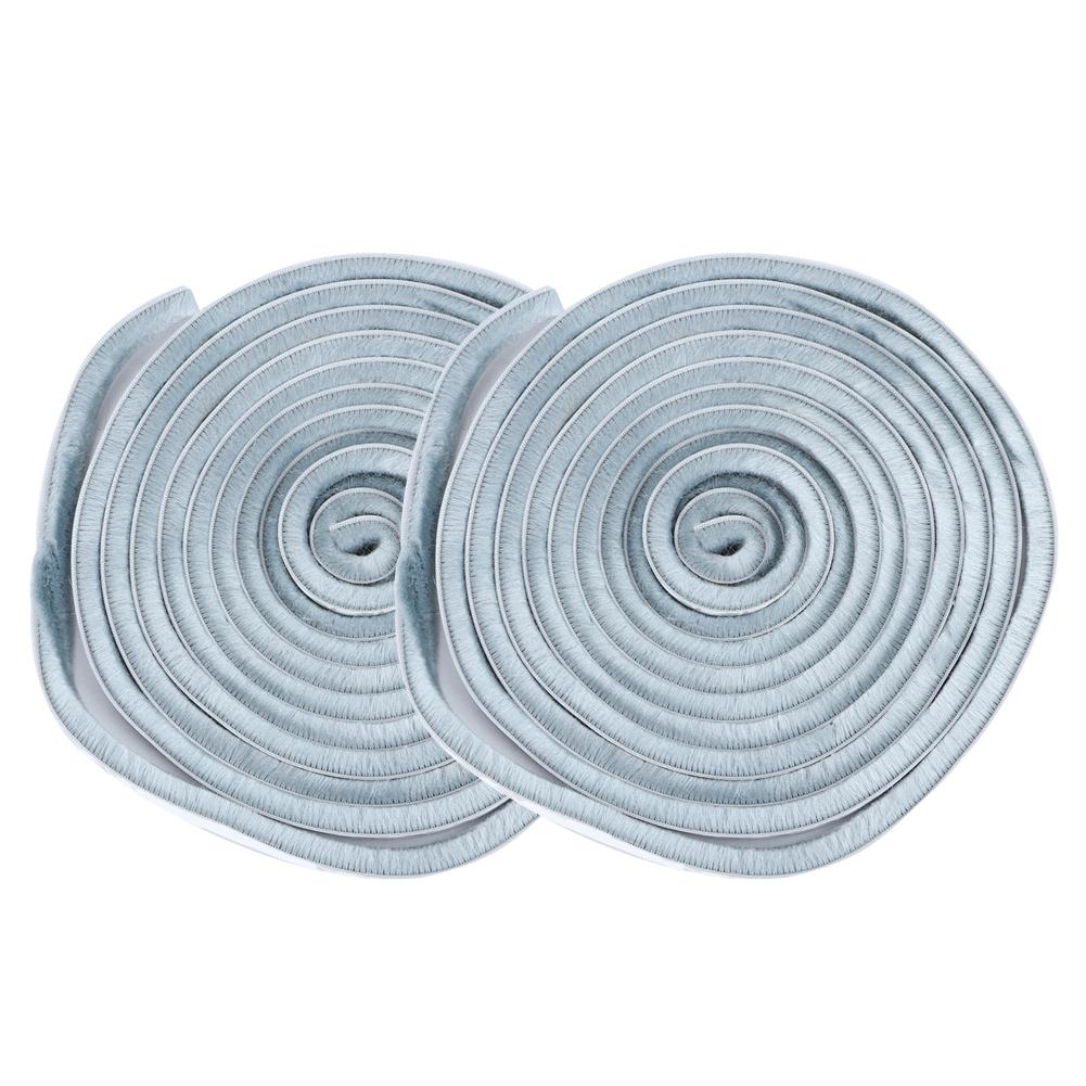2 Pezzi 9x9mm Antipolvere Antivento Autoadesiva Striscia Sigillante a Spazzola per Porta Finestra 5m Grigio Argento