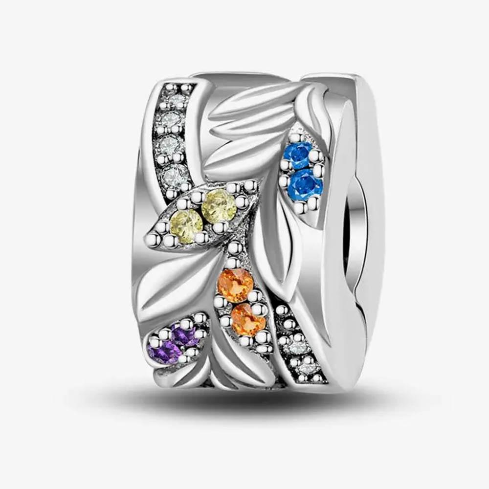 New In Color Zircon Angle Round Clip Bead Fit Pan Original Bracelet Women Copper Safety Chain Jewelry Gift